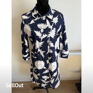 Isaac Mizrahi for Target Women's Floral Trench Coat Blue Size L